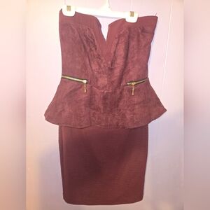 Venus Strapless Peplum Deep V Neck Dress 8 NEW